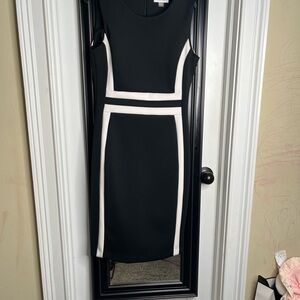 Calvin Klein Black and White Midi Dress
